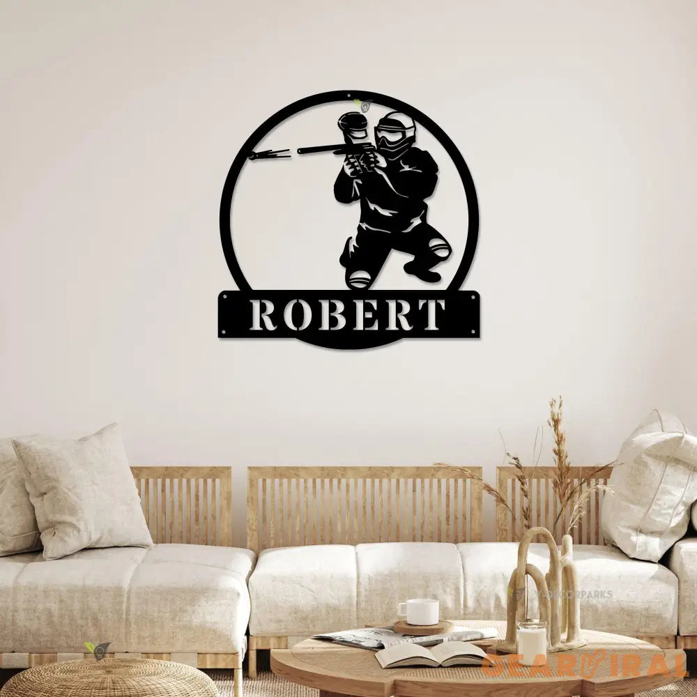 Personalized Paintball Metal Sign with LED Lights - Custom Paintball Monogram Metal Wall Art - Hobbies Gift - Birthday