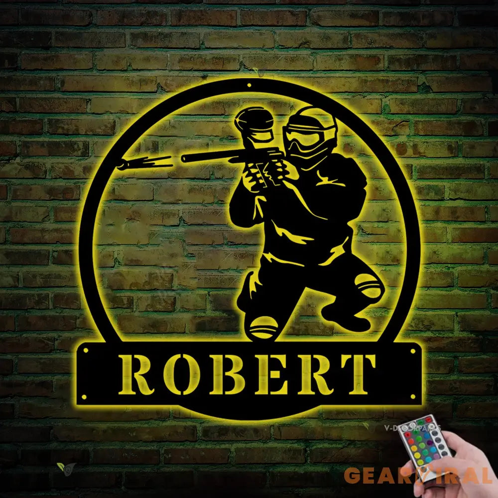 Personalized Paintball Metal Sign with LED Lights - Custom Paintball Monogram Metal Wall Art - Hobbies Gift - Birthday