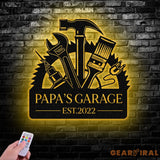 Personalized Papas Garage Metal Sign With Lights Gift for Grandpa Gift for Dad- Gearviral - Gearviral