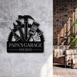 Personalized Papas Garage Metal Sign With Lights Gift for Grandpa Gift for Dad- Gearviral - Gearviral