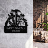 Personalized Papas Garage Metal Sign With Lights, Gift for Grandpa, Gift for Dad- Gearviral - Gearviral
