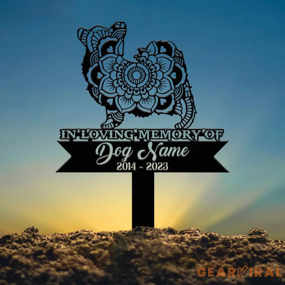 Personalized Papillion Mandala Garden Stake Zentangle Yard Art Dog Memorial Sign Outdoor Decor Pet Loss Sympathy Gift