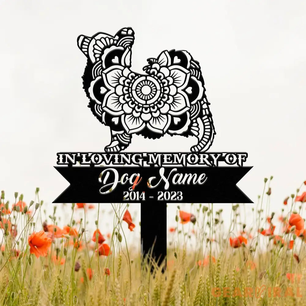 Personalized Papillion Mandala Garden Stake Zentangle Yard Art Dog Memorial Sign Outdoor Decor Pet Loss Sympathy Gift