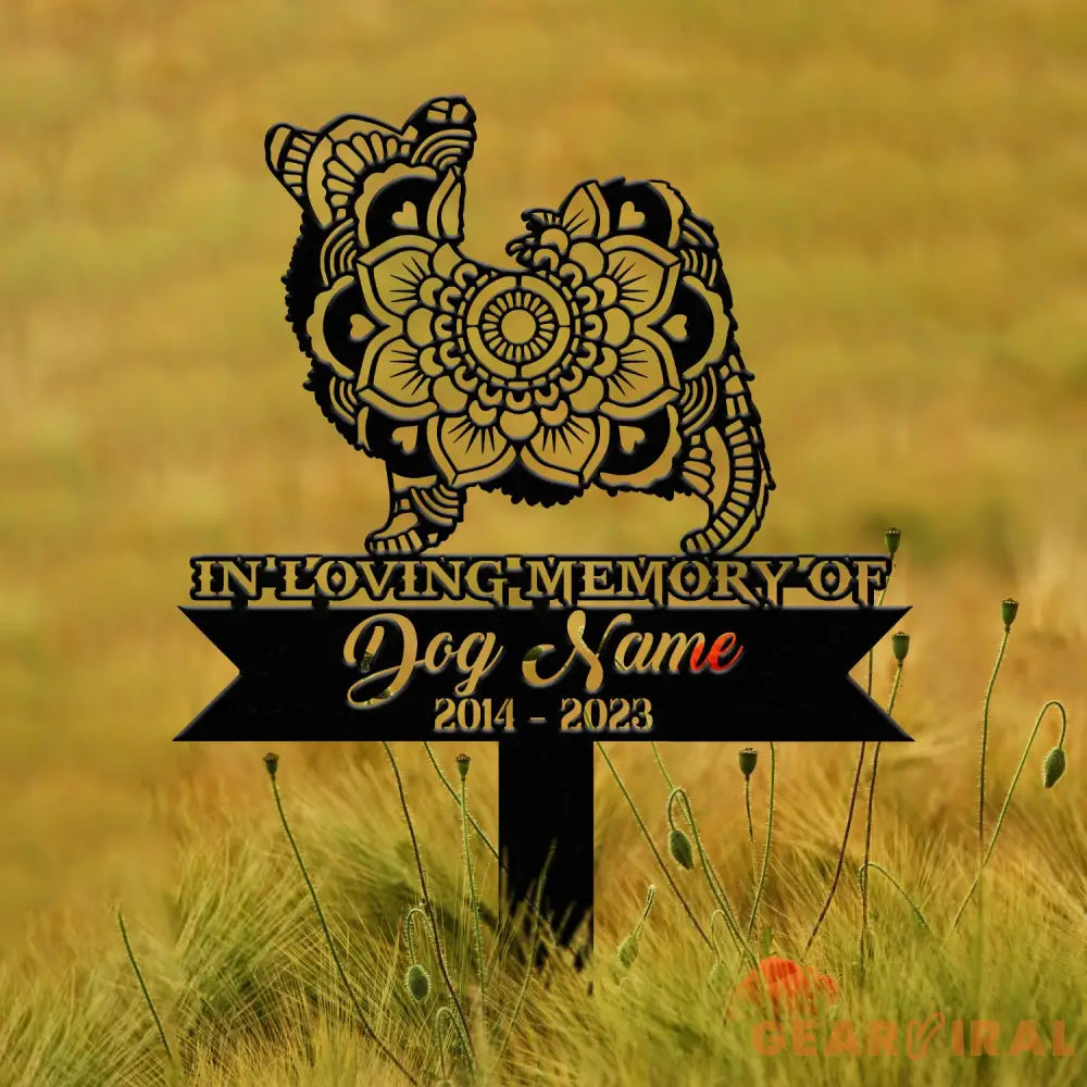 Personalized Papillion Mandala Garden Stake Zentangle Yard Art Dog Memorial Sign Outdoor Decor Pet Loss Sympathy Gift