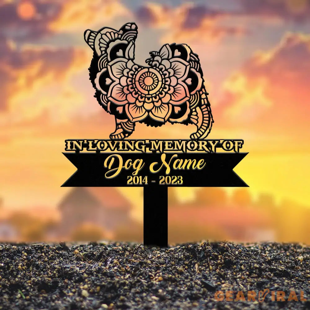 Personalized Papillion Mandala Garden Stake Zentangle Yard Art Dog Memorial Sign Outdoor Decor Pet Loss Sympathy Gift