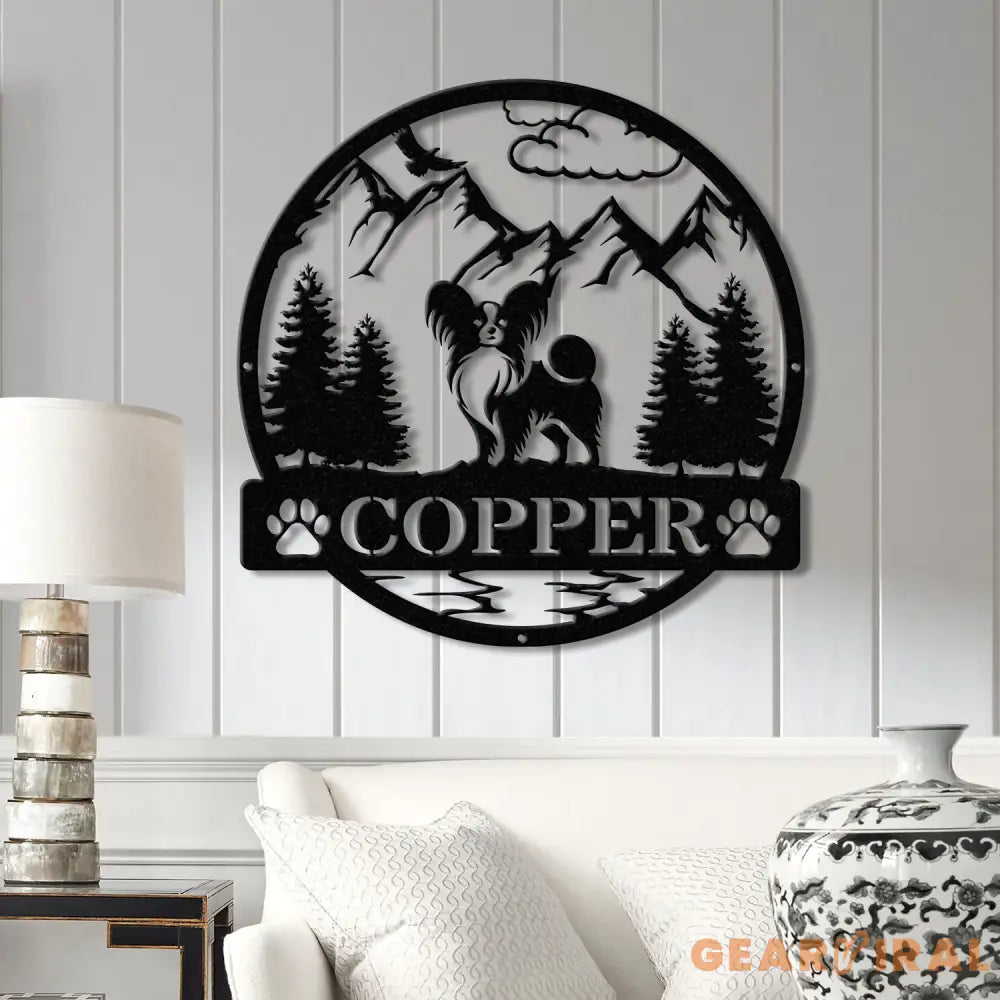 Personalized Papillon Metal Sign Custom Dog Name Sign Dog Memorial Gift Papillon Wall Decor Dog Lovers Wall Art Dog Mom