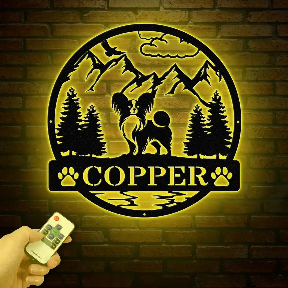 Personalized Papillon Metal Sign Custom Dog Name Sign Dog Memorial Gift Papillon Wall Decor Dog Lovers Wall Art Dog Mom