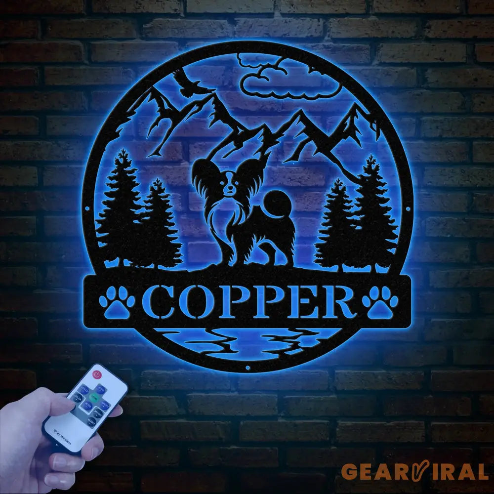 Personalized Papillon Metal Sign Custom Dog Name Sign Dog Memorial Gift Papillon Wall Decor Dog Lovers Wall Art Dog Mom