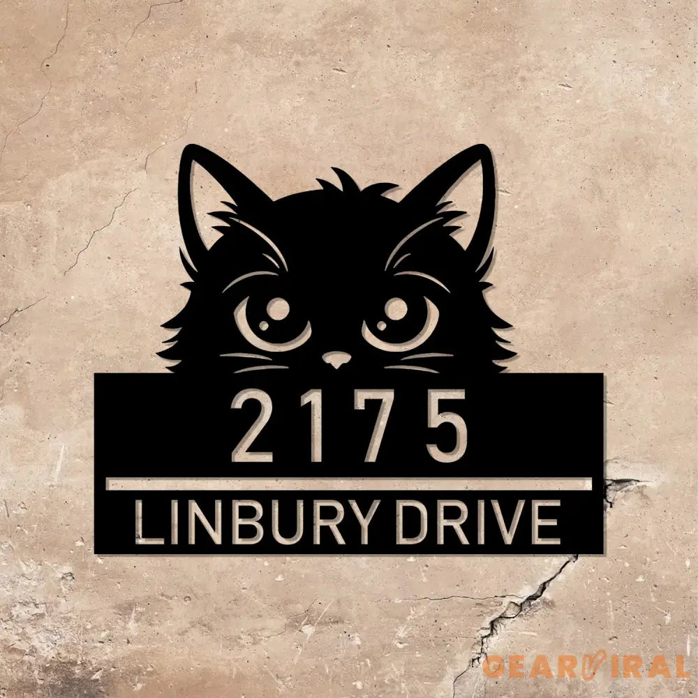 Personalized Peeking Cat Metal Address Sign House number Hanging Address Sign 2 - Gearviral