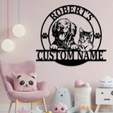 Personalized Pet Shop Sign Custom Logo Name Plaque Metal Wall Art Decor Door Wall Hanging - Cat & Dog - Welcome to Our