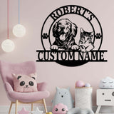 Personalized Pet Shop Sign Custom Logo Name Plaque Metal Wall Art Decor Door Wall Hanging - Cat & Dog - Welcome to Our Pet Shop - Business Sign | GearViral