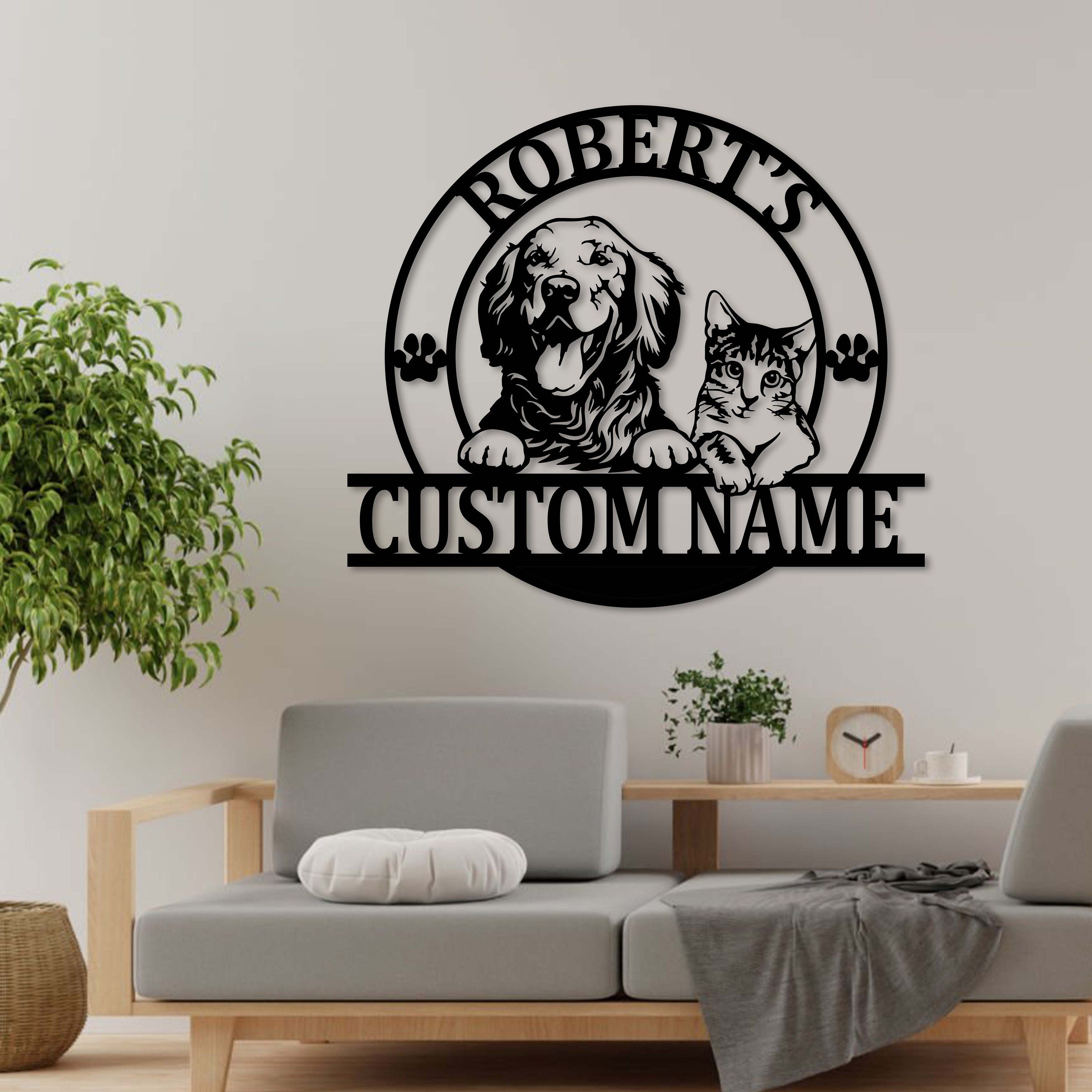 Personalized Pet Shop Sign Custom Logo Name Plaque Metal Wall Art Decor Door Wall Hanging - Cat & Dog - Welcome to Our Pet Shop - Business Sign | GearViral