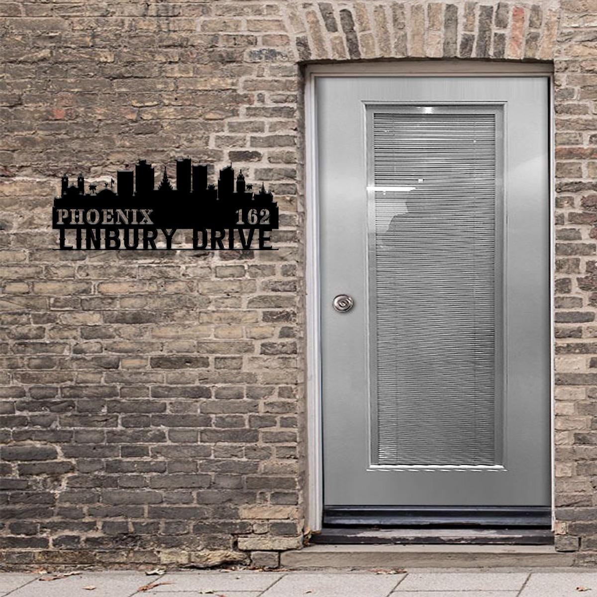 Personalized Phoenix city skyline Metal Address Sign Hanging Address Plaque house number Yard Outdoor Sign Garden Stake
