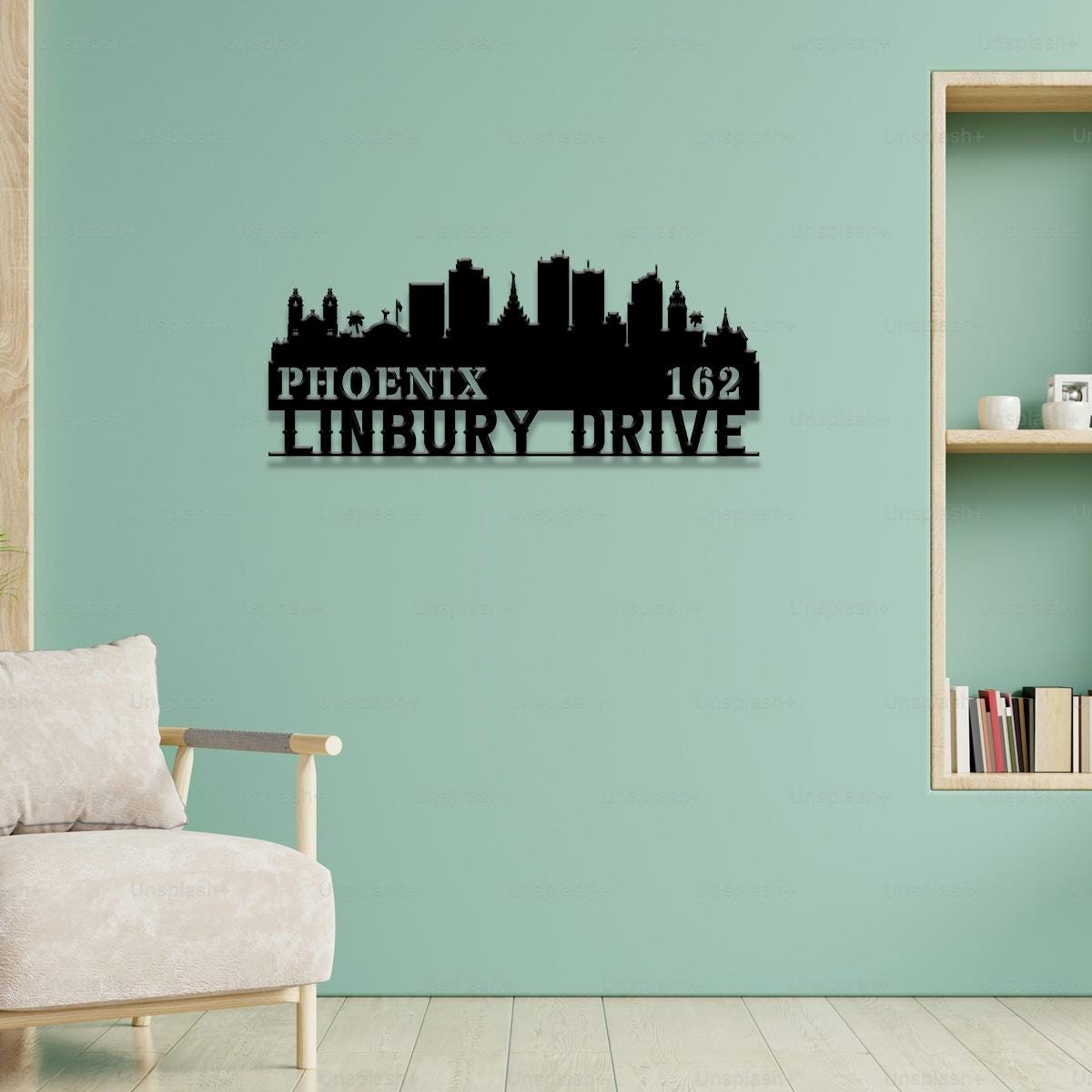 Personalized Phoenix city skyline Metal Address Sign Hanging Address Plaque house number Yard Outdoor Sign Garden Stake