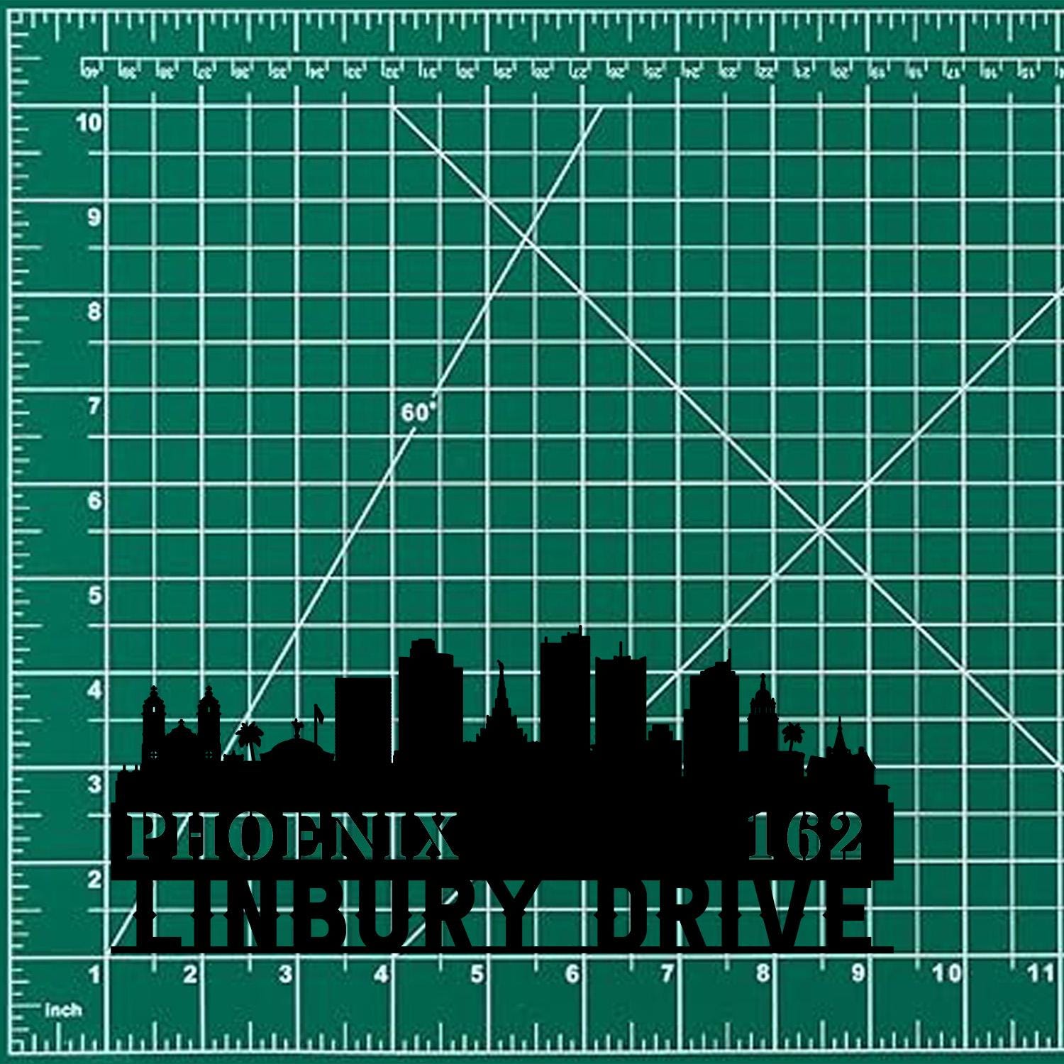 Personalized Phoenix city skyline Metal Address Sign Hanging Address Plaque house number Yard Outdoor Sign Garden Stake