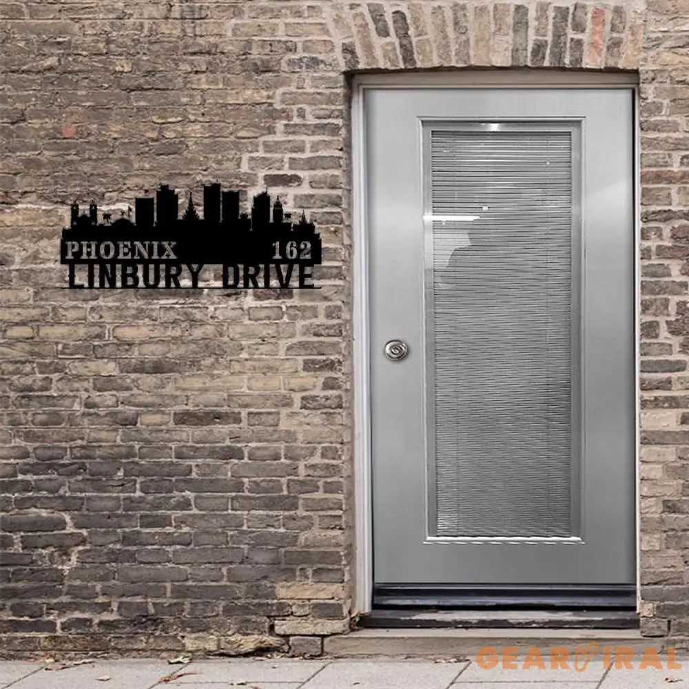 Personalized Phoenix city skyline Metal Address Sign Hanging Address Plaque house number Yard Outdoor Sign Garden Stake