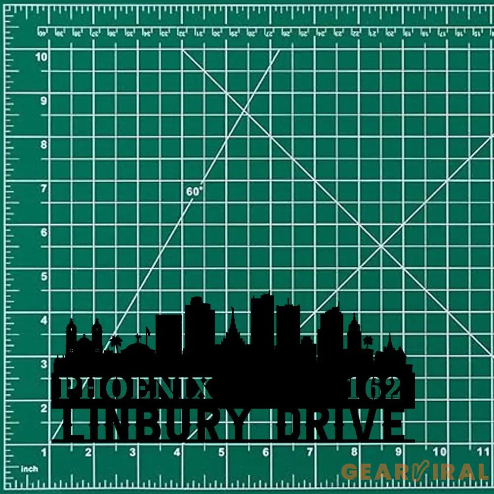Personalized Phoenix city skyline Metal Address Sign Hanging Address Plaque house number Yard Outdoor Sign Garden Stake