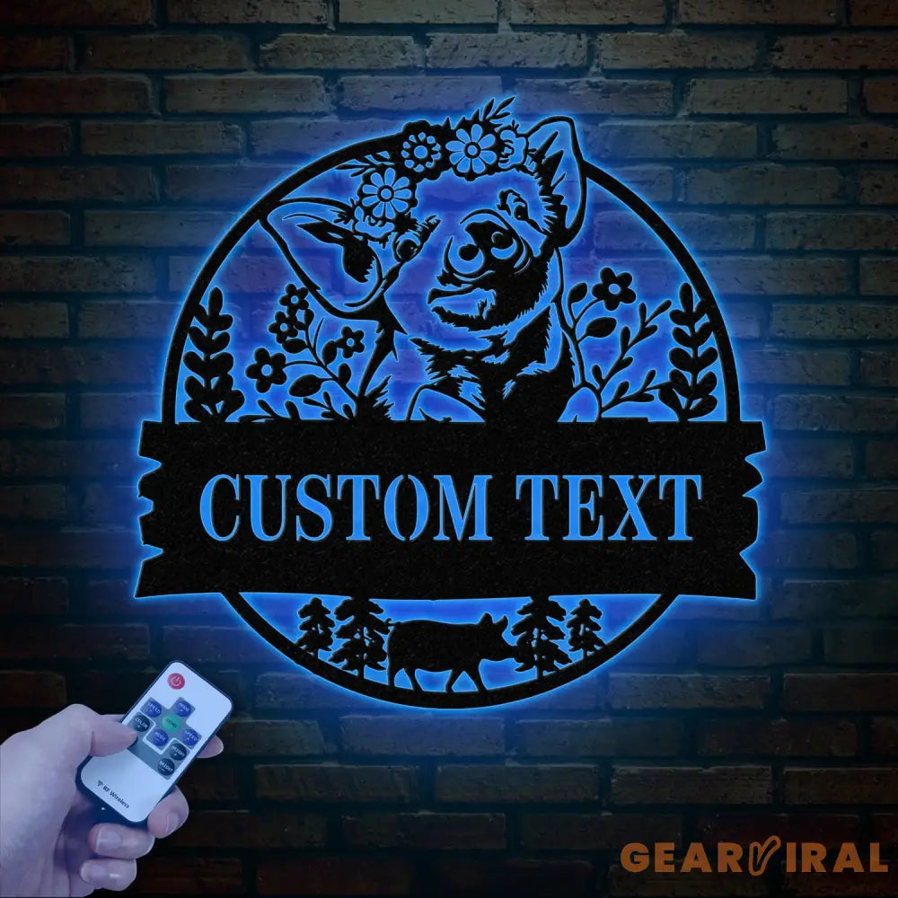 Personalized Pig Barn Metal Sign with Led Lights Pig Ranch Wall Art Pig Farm Sign Pig Wall Decor Farmer Name Sign