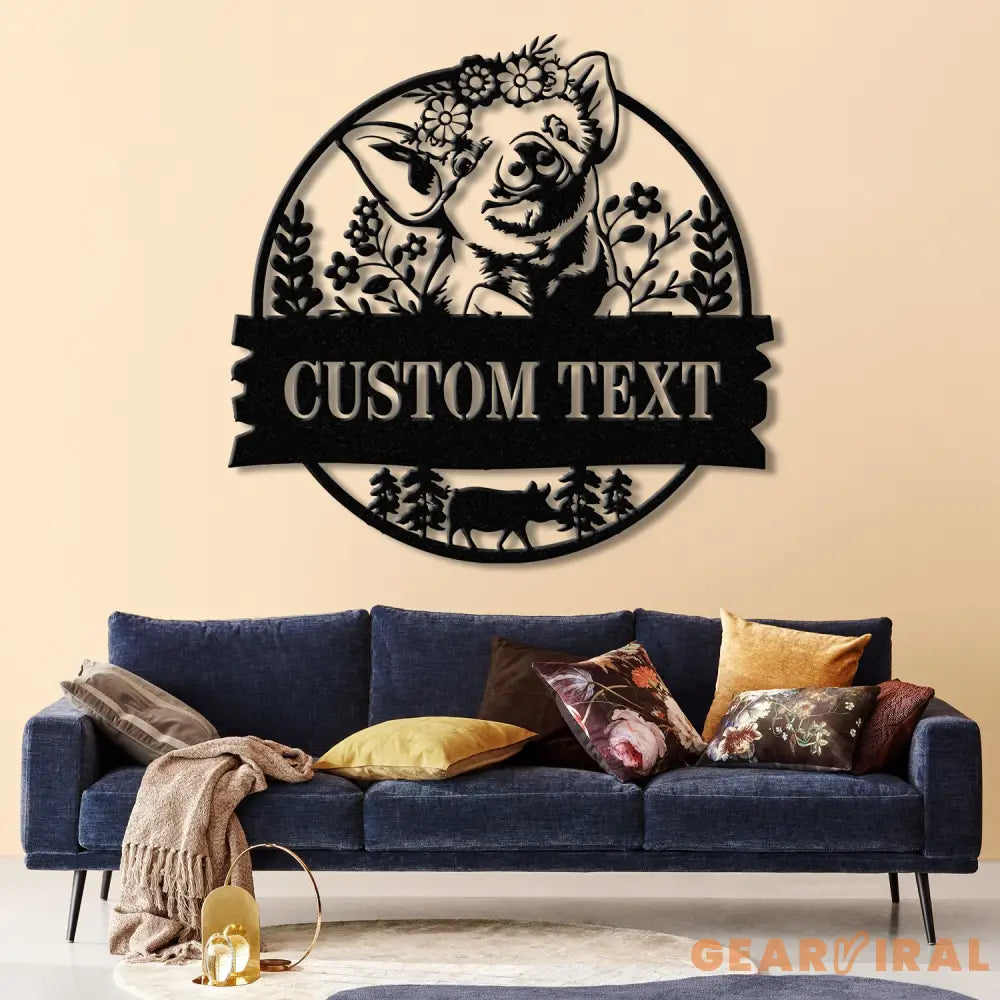 Personalized Pig Barn Metal Sign with Led Lights Pig Ranch Wall Art Pig Farm Sign Pig Wall Decor Farmer Name Sign