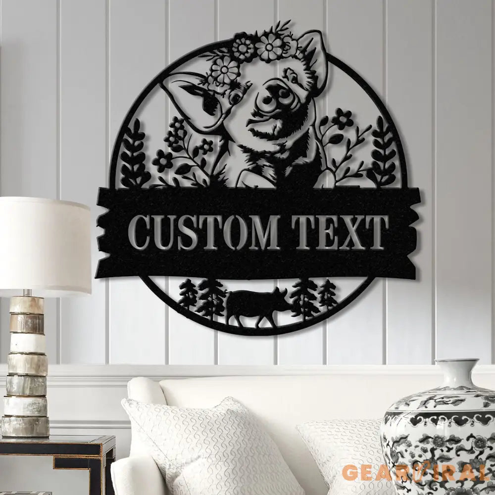 Personalized Pig Barn Metal Sign with Led Lights Pig Ranch Wall Art Pig Farm Sign Pig Wall Decor Farmer Name Sign