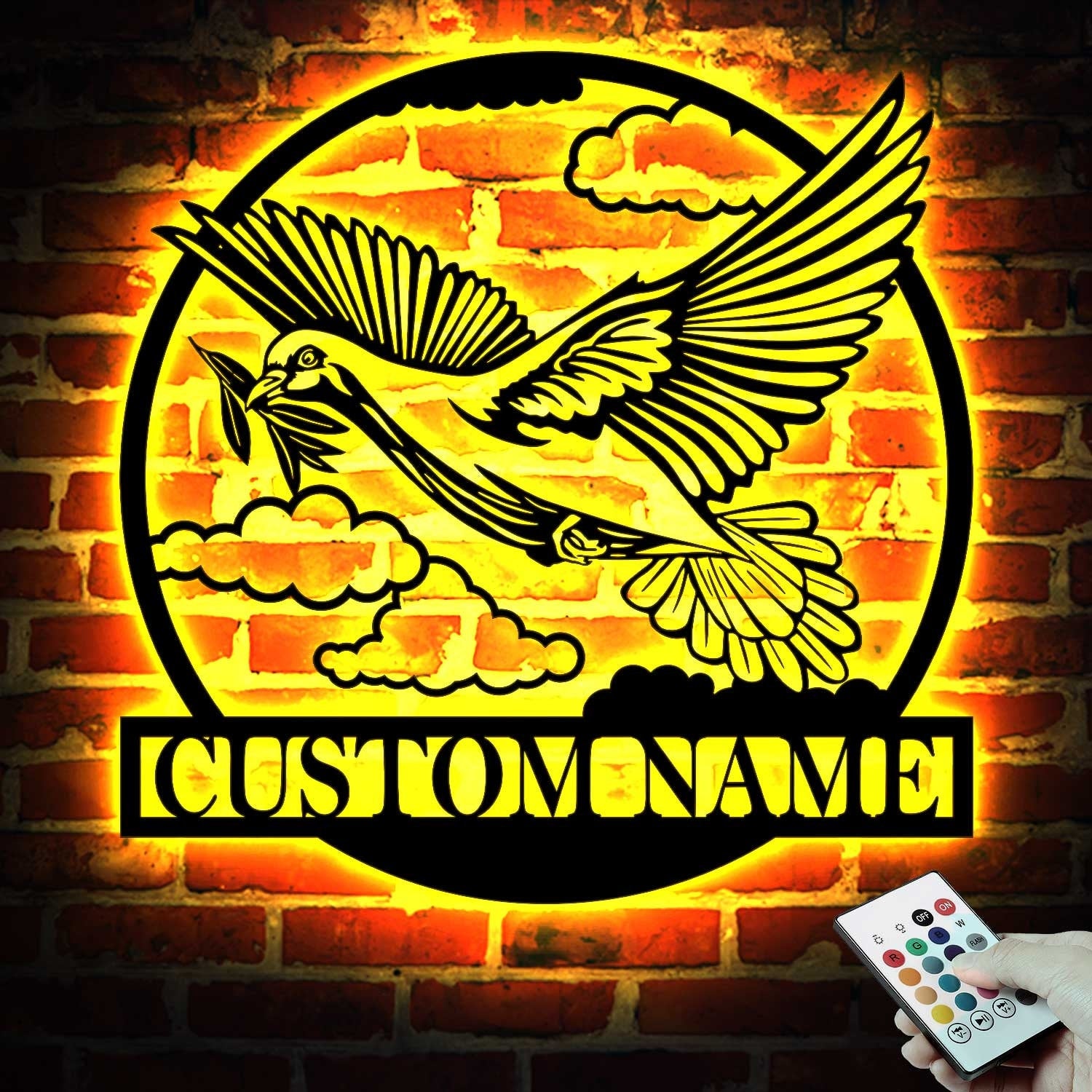 Personalized Pigeon Peace Bird Metal Wall Art LED Light - Custom Dove Pet Homing Bird Name Sign - Pigeon for Home Decor & Gift - Pigeon Lover | GearViral
