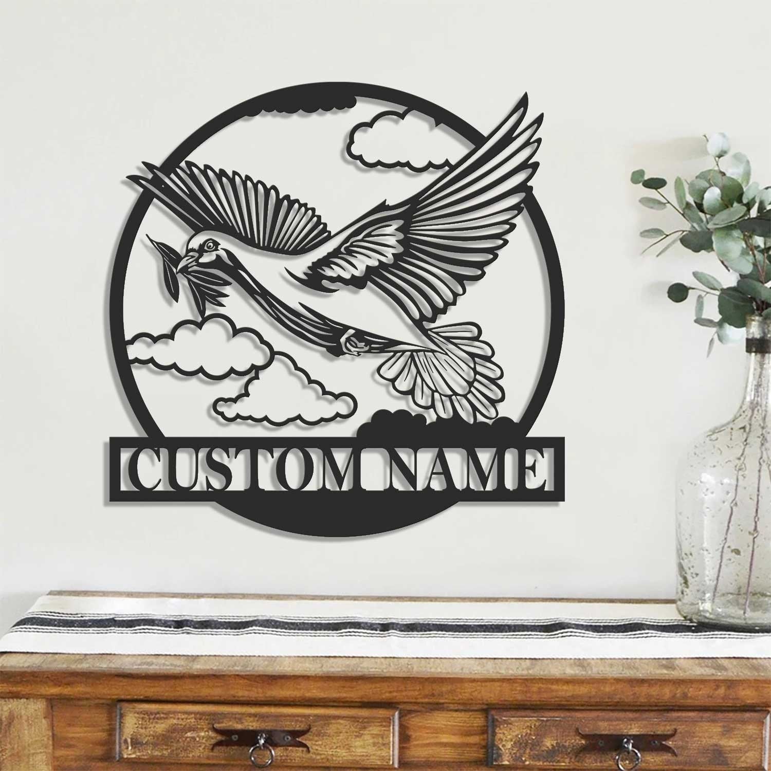 Personalized Pigeon Peace Bird Metal Wall Art LED Light - Custom Dove Pet Homing Bird Name Sign - Pigeon for Home Decor & Gift - Pigeon Lover | GearViral