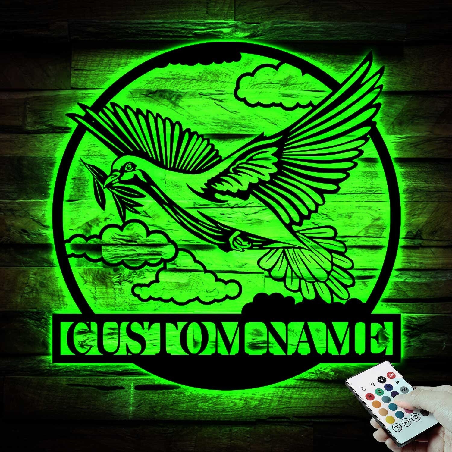 Personalized Pigeon Peace Bird Metal Wall Art LED Light - Custom Dove Pet Homing Bird Name Sign - Pigeon for Home Decor & Gift - Pigeon Lover | GearViral