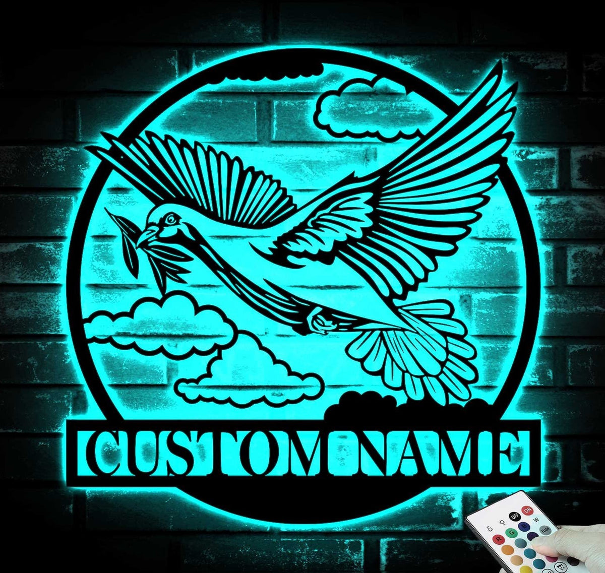 Personalized Pigeon Peace Bird Metal Wall Art LED Light - Custom Dove Pet Homing Bird Name Sign - Pigeon for Home Decor & Gift - Pigeon Lover | GearViral