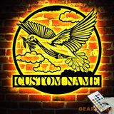 Personalized Pigeon Peace Bird Metal Wall Art LED Light - Custom Dove Pet Homing Bird Name Sign - Pigeon for Home Decor