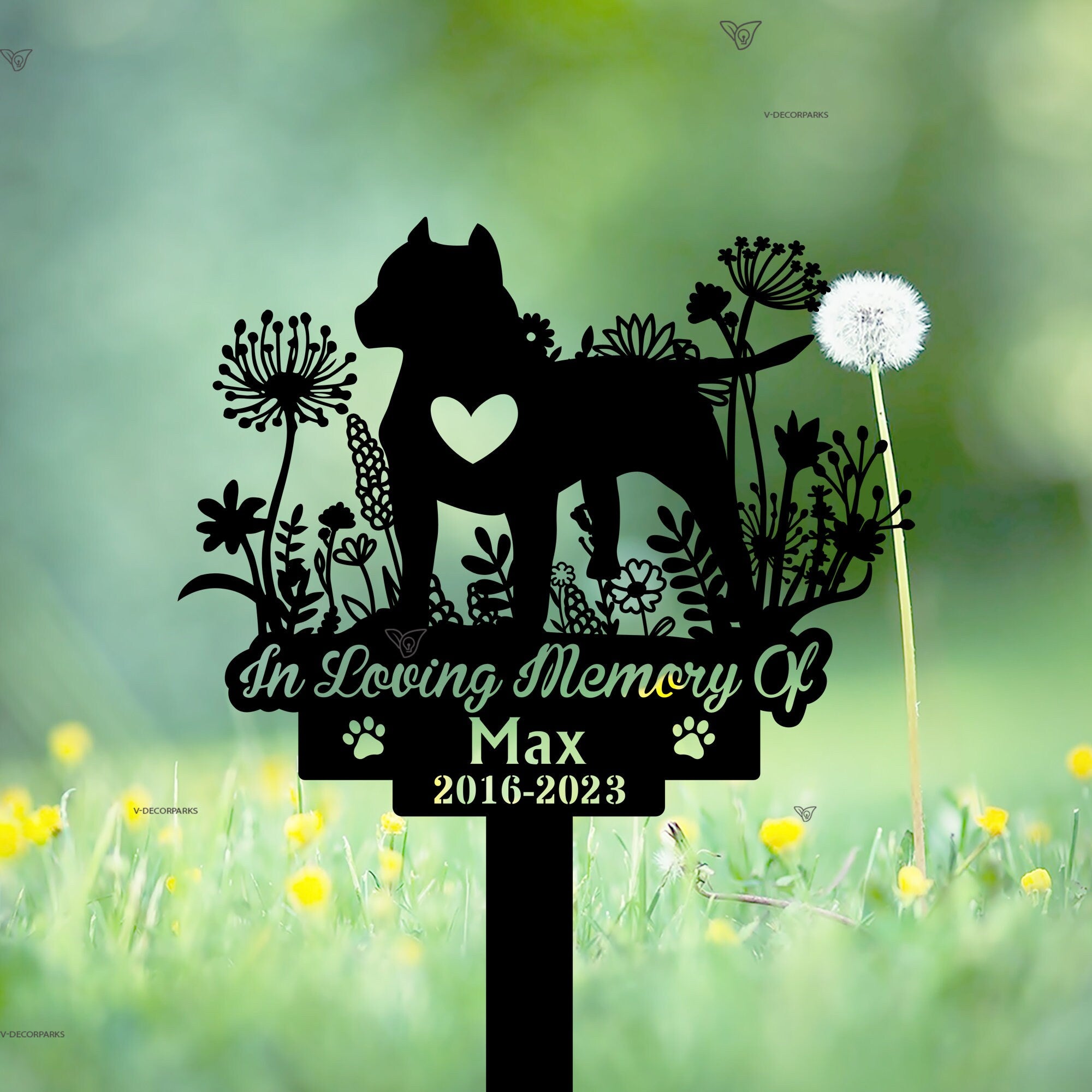 Personalized Pitbull Memorial Stake - Pit Bull Terrier Dog Garden Stake Sign - Custom Pitbull Name Yard Stake - Dog Memorial Marker American | GearViral