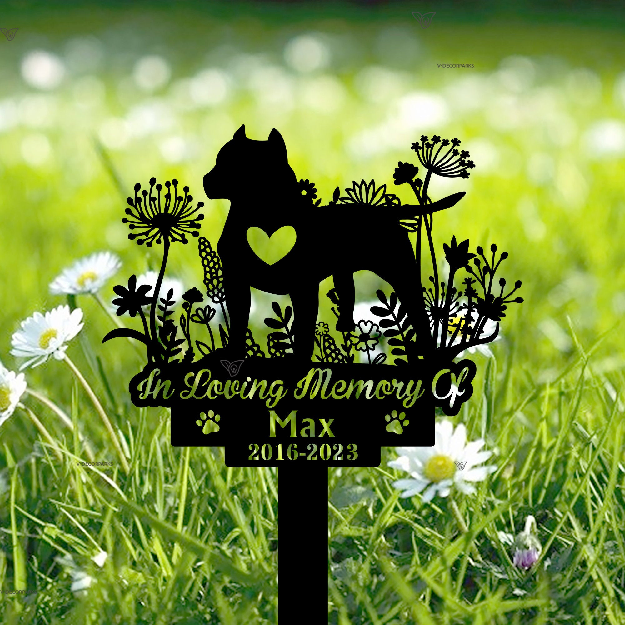 Personalized Pitbull Memorial Stake - Pit Bull Terrier Dog Garden Stake Sign - Custom Pitbull Name Yard Stake - Dog Memorial Marker American | GearViral