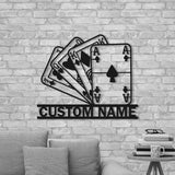 Personalized Poker Metal Wall Art With Lights - Gift For Poker Lover - Poker Game Room Decor - Gamer Gift Custom Monogram Sign Royal Flush Sign | GearViral