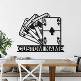 Personalized Poker Metal Wall Art With Lights - Gift For Poker Lover - Poker Game Room Decor - Gamer Gift Custom Monogram Sign Royal Flush Sign | GearViral
