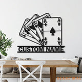 Personalized Poker Metal Wall Art With Lights - Gift For Poker Lover - Poker Game Room Decor - Gamer Gift Custom