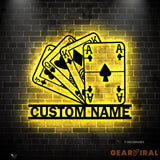 Personalized Poker Metal Wall Art With Lights - Gift For Poker Lover - Poker Game Room Decor - Gamer Gift Custom