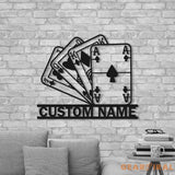 Personalized Poker Metal Wall Art With Lights - Gift For Poker Lover - Poker Game Room Decor - Gamer Gift Custom