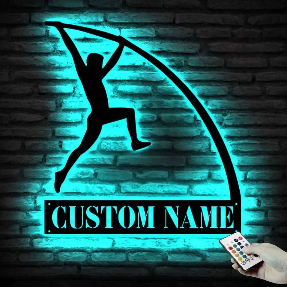 Personalized Pole Vaulter Metal Sign With LED Light - Pole Vaulter Gift - Gift for Pole Vaulter - Wall Hanging