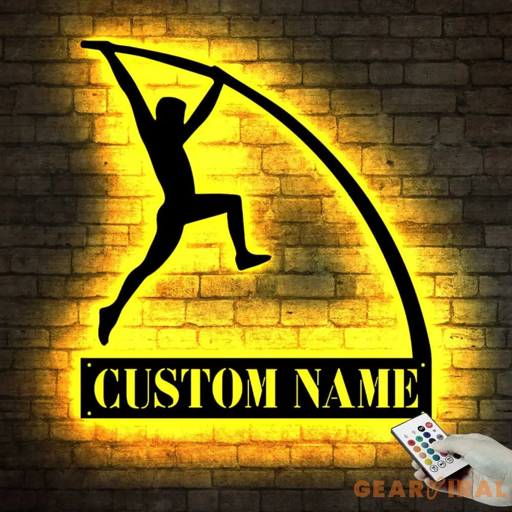 Personalized Pole Vaulter Metal Sign With LED Light - Pole Vaulter Gift - Gift for Pole Vaulter - Wall Hanging