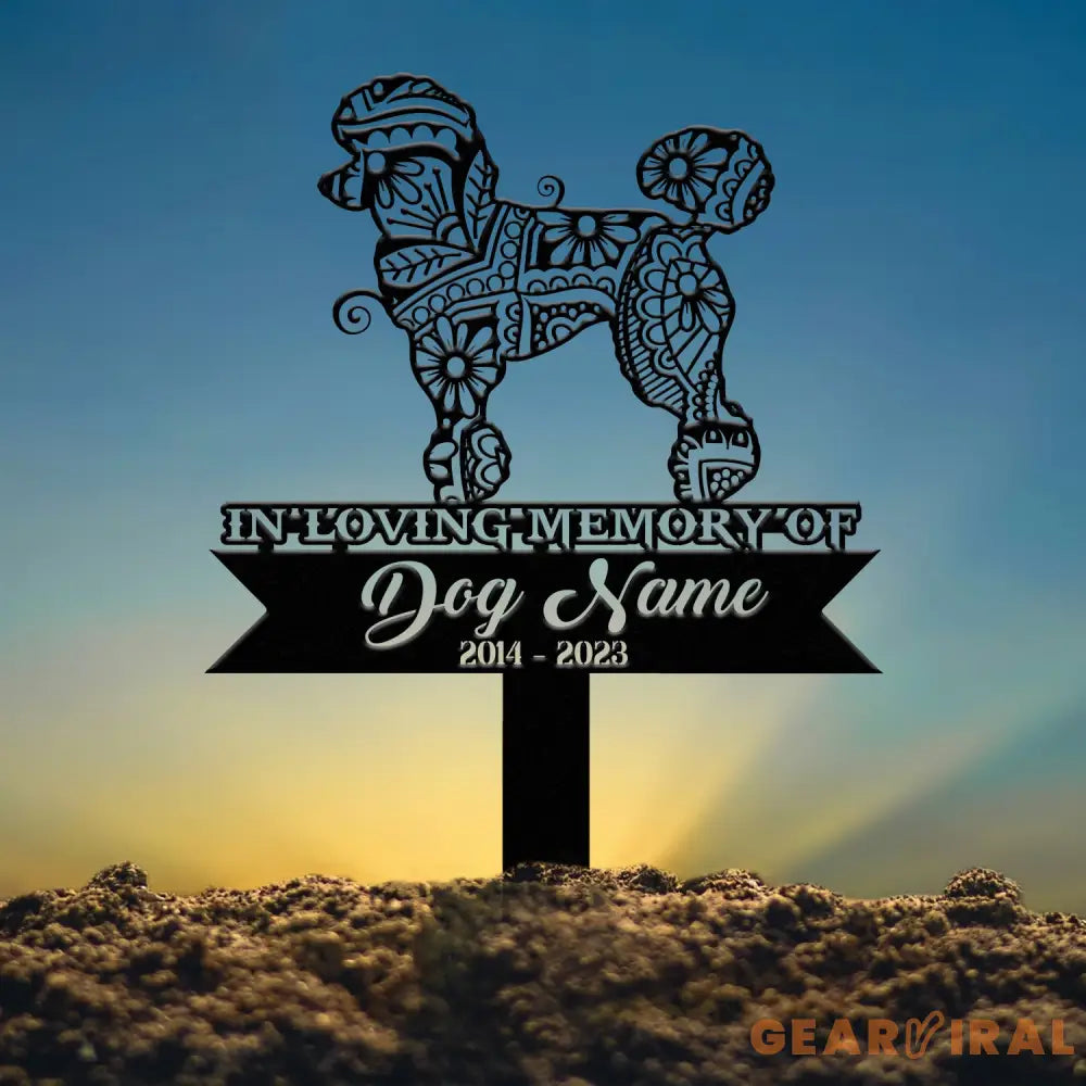 Personalized Poodle Mandala Garden Stake Zentangle Yard Art Dog Memorial Sign Outdoor Decor Pet Loss Sympathy Gift
