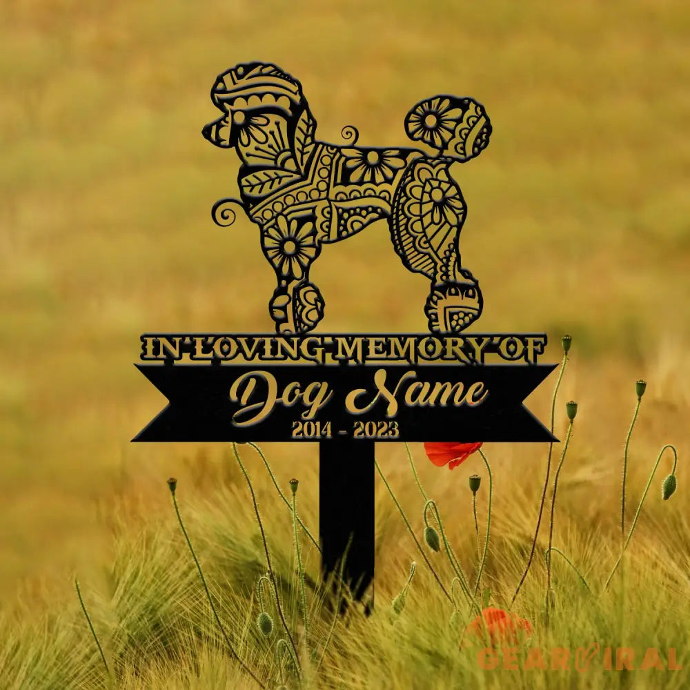 Personalized Poodle Mandala Garden Stake Zentangle Yard Art Dog Memorial Sign Outdoor Decor Pet Loss Sympathy Gift