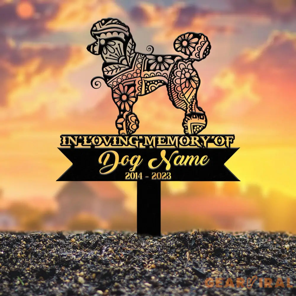 Personalized Poodle Mandala Garden Stake Zentangle Yard Art Dog Memorial Sign Outdoor Decor Pet Loss Sympathy Gift