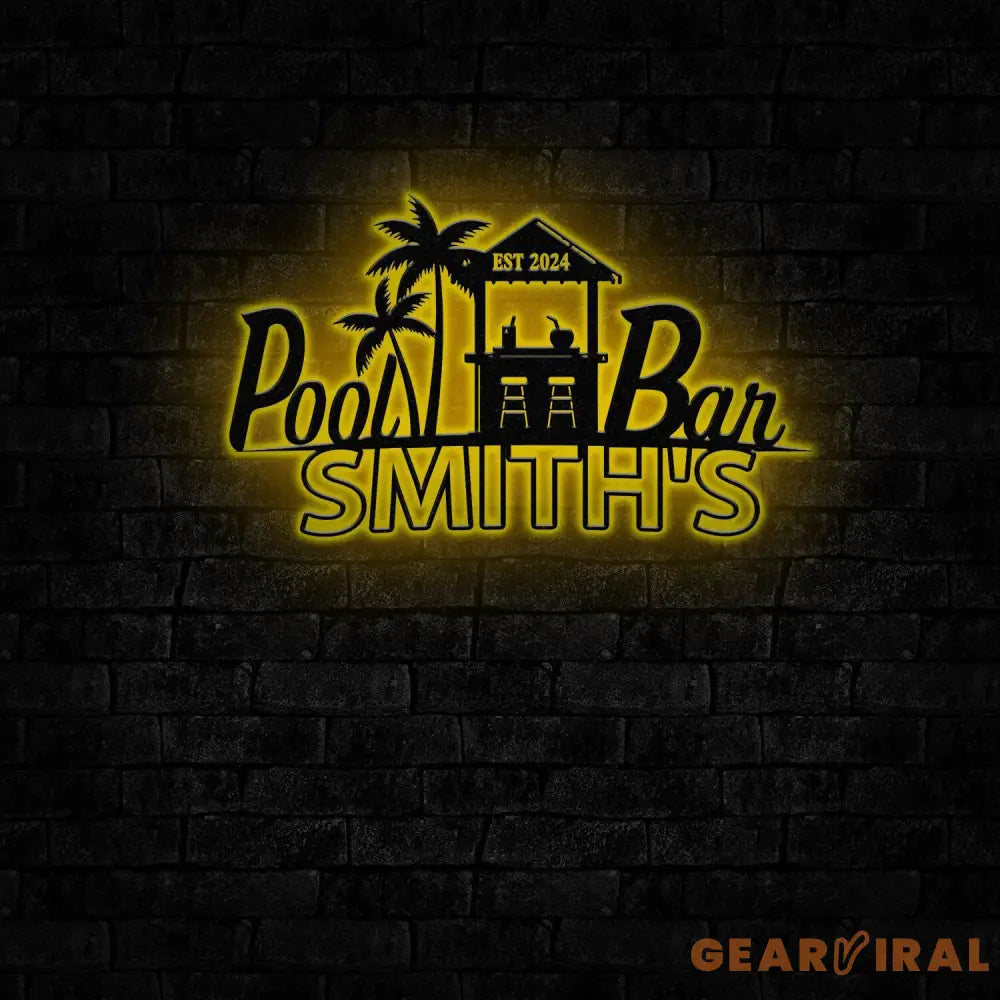 Personalized Pool Bar Metal Sign LED Outdoor Wall Decor Pool Signs for Outdoor Personalized Custom Backyard Oasis Sign