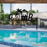 Personalized Pool Bar Metal Sign LED Outdoor Wall Decor Pool Signs for Outdoor Personalized Custom Backyard Oasis Sign