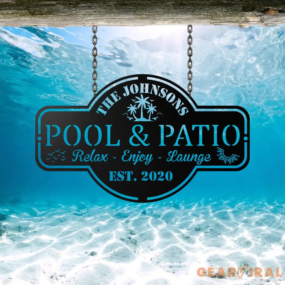 Personalized Pool Metal Sign - Custom Backyard Oasis Sign Patio Decor - Backyard - Lake House Sign | GearViral