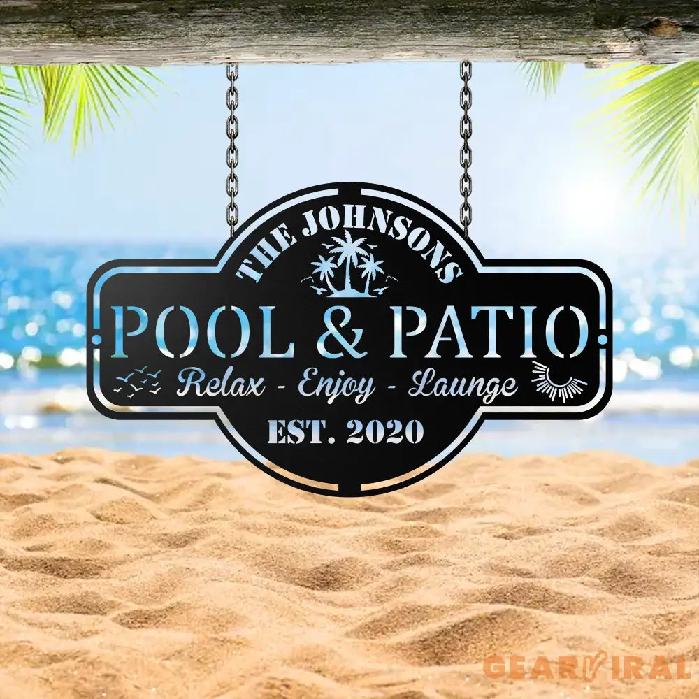 Personalized Pool Metal Sign - Custom Backyard Oasis Sign Patio Decor - Backyard - Lake House Sign | GearViral