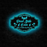 Personalized Poolside Paradise Sign LED Light Custom Backyard Pool Sign Family Welcome Sign Aloha Palm Tree Decor Beach