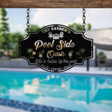 Personalized Poolside Paradise Sign LED Light, Custom Backyard Pool Sign, Family Welcome Sign, Aloha Palm Tree Decor, Beach House Decor