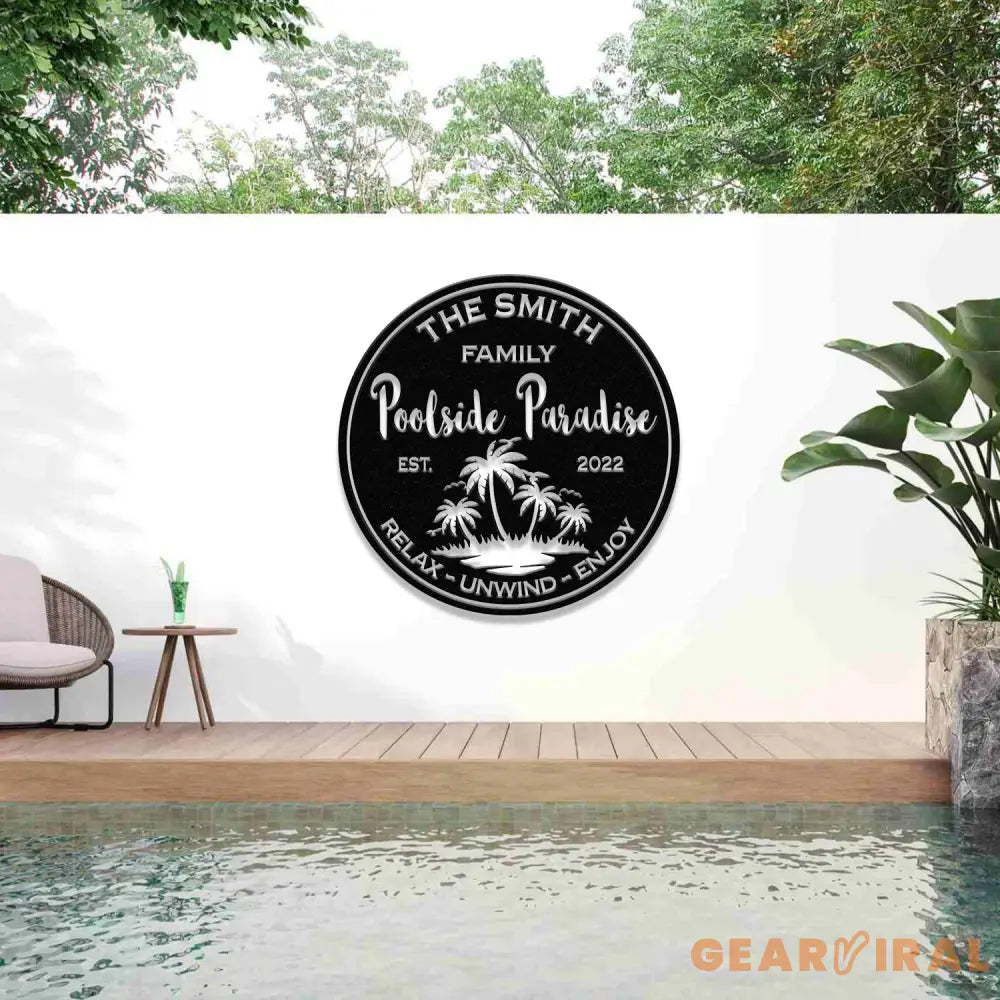 Personalized Poolside Paradise Sign LED Light Custom Pool Sign Backyard Pool Decor Backyard Sign Poolside Decor