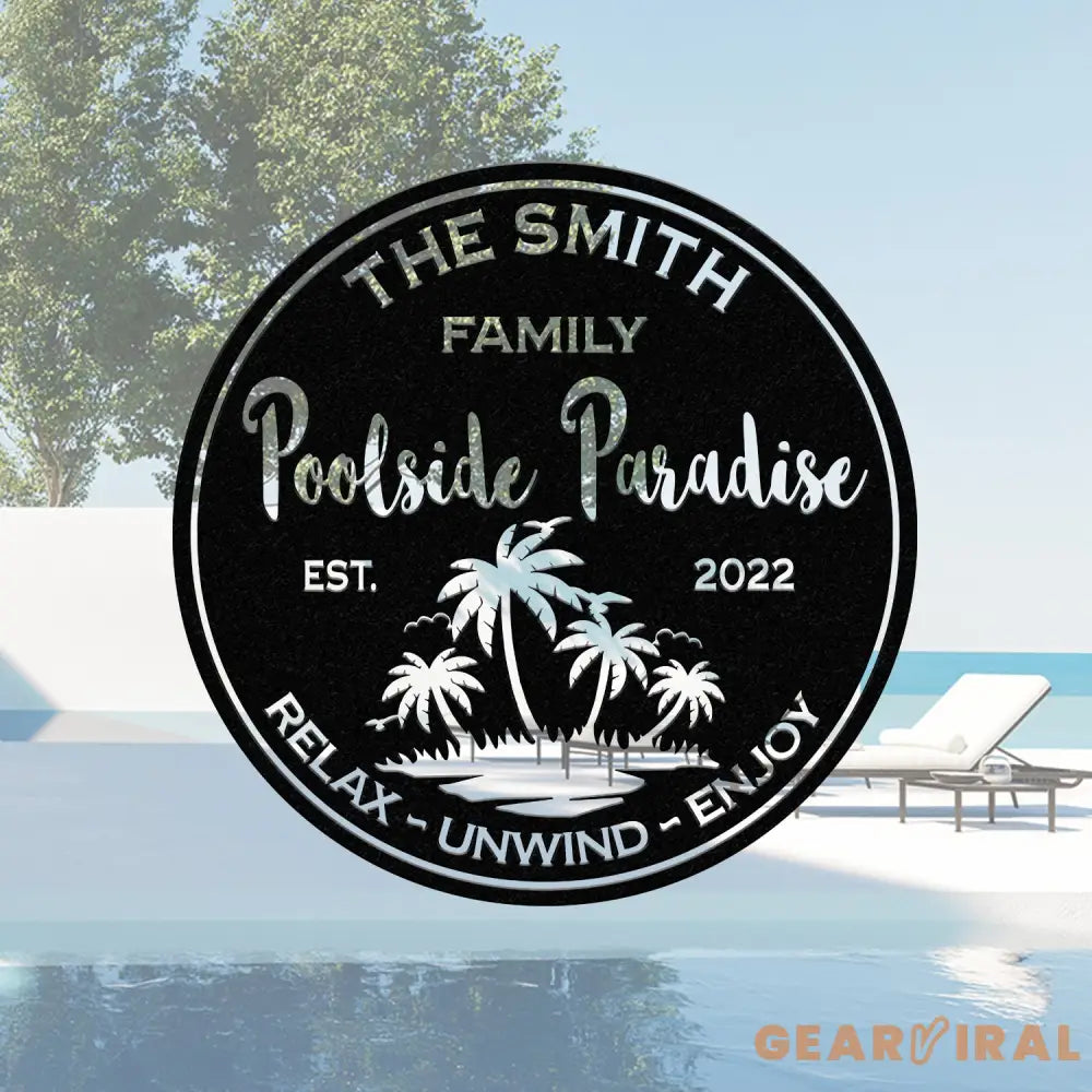 Personalized Poolside Paradise Sign LED Light Custom Pool Sign Backyard Pool Decor Backyard Sign Poolside Decor