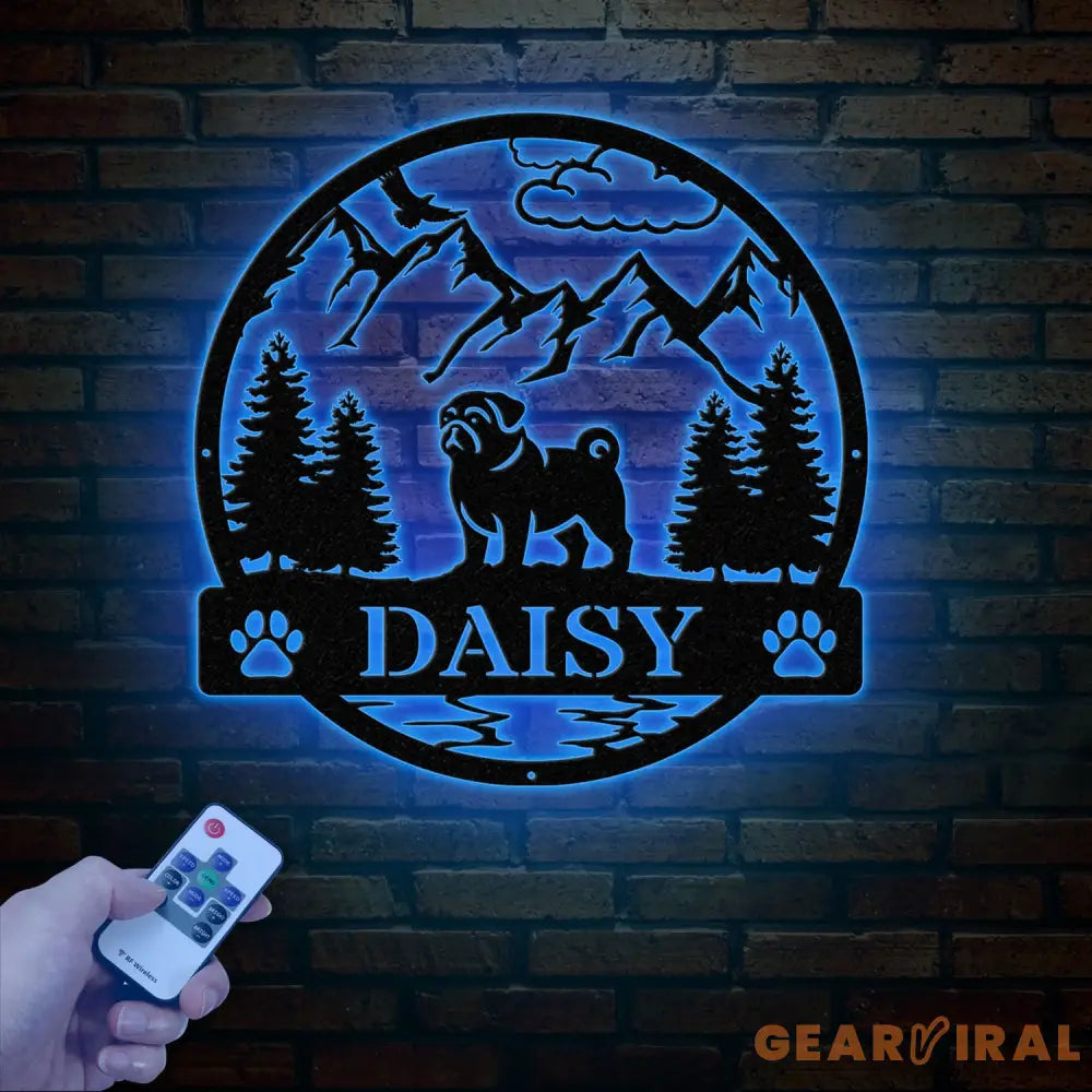 Personalized Pug Metal Sign Custom Dog Name Sign Dog Memorial Gift Pug Wall Decor Dog Lovers Wall Art Pet Lover Gift